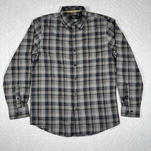 G.H Bass‎ & Co Plaid Button Down Shirt Long Sleeve Men's Large Brown/Gray Cotton